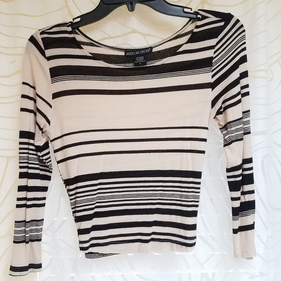 EUC Stripes Long Sleeve Crop Top Shirt - Picture 1 of 3